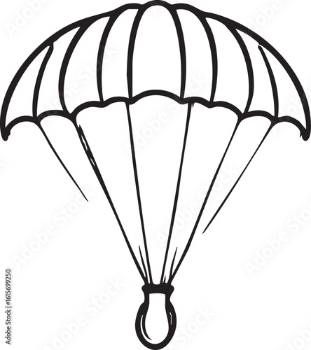 Simple Black Line Drawing of Parachute Against a Clean White Background Texture