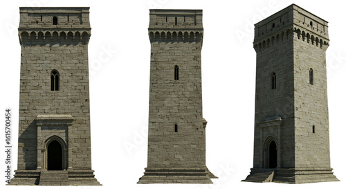 Medieval Stone Towers Illustration On Transparent Background