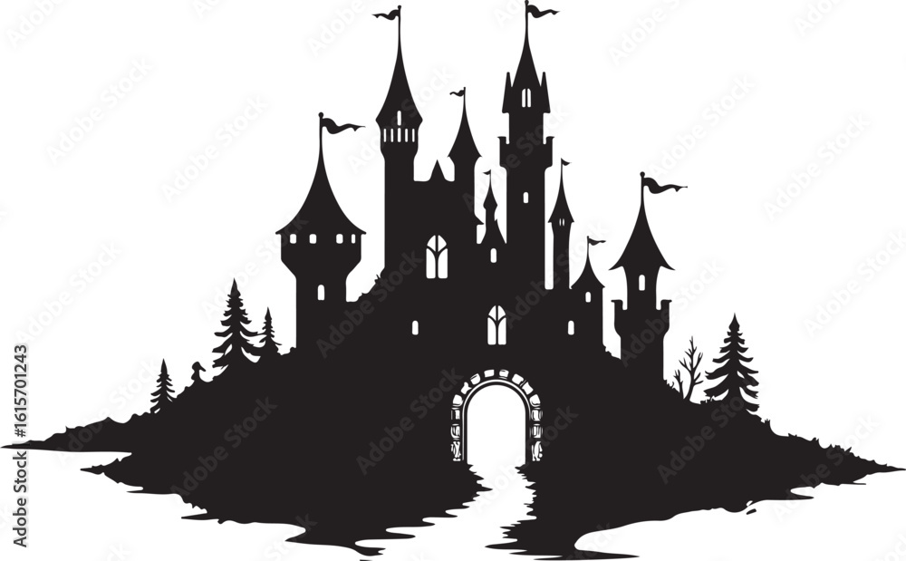 Obraz premium Dreamy Castle Night Scene