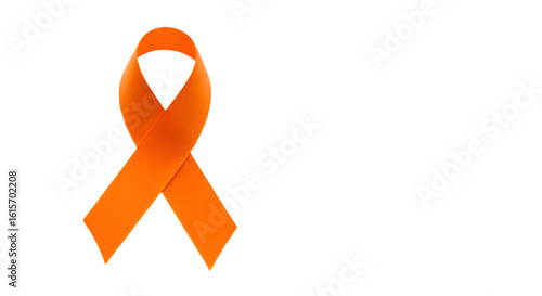 Orange Ribbon Isolated On Black Background As Awareness Symbol Illustration