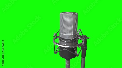 Professional microphone 3d isolated green screen background