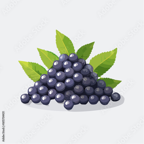 Artistic Illustration of a Pyramid of Blackberries with Fresh Green Leaves Accent