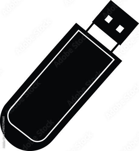 black silhouette a flash drive on white background.eps
