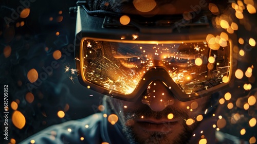 Worker safety goggles sparks