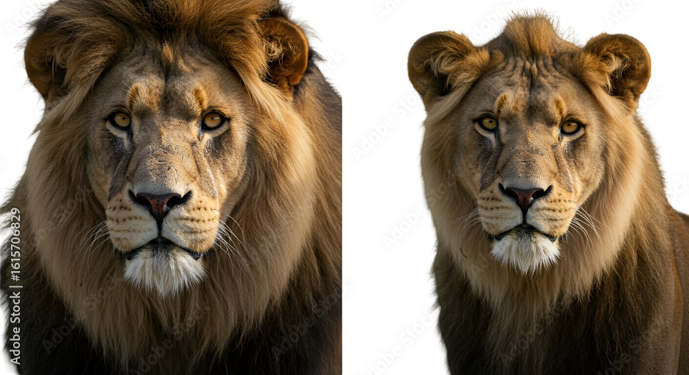 Obraz premium Photorealistic Lion Portrait Isolated On Transparent Background