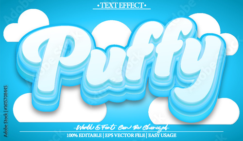 Puffy Vector Text Effect Editable Alphabet Cloud Cartoon Blue