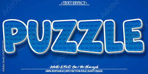 Puzzle Vector Text Effect Editable Alphabet Cartoon Game Brain Solve