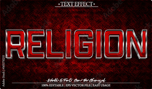 Religion Vector Text Effect Editable Alphabet Red Ritual Sacred