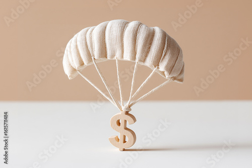 dollar sign wearing an open parachute