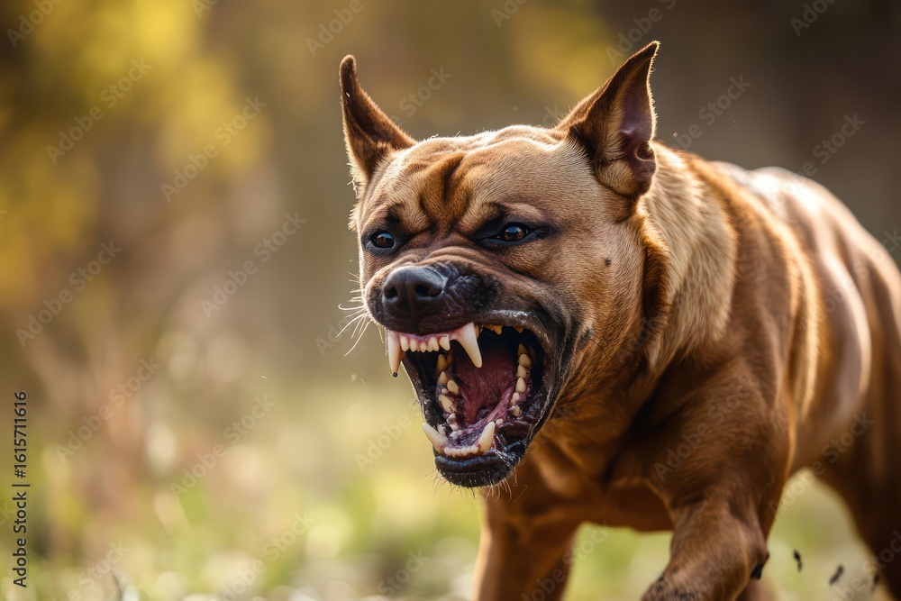 Obraz premium Aggressive guard dog mid-attack pose