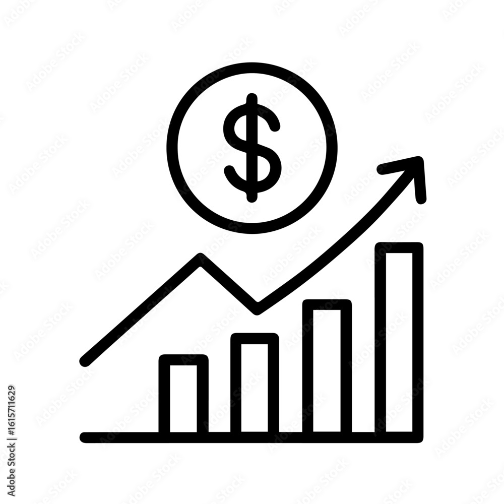 Dollar Growth Or Profit Trend Icon Dollar Growth Or Profit Trend Icon