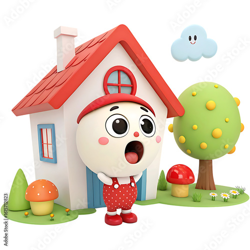 3d delightful animated character isolated on white background