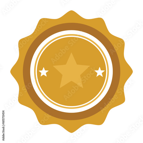 Golden star award badge or seal for quality and achievement