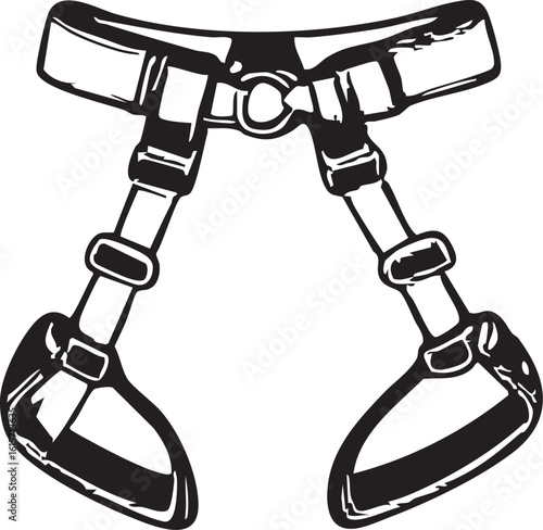 Isolated Artistic Illustration Of Rock Climbing Harness On Pure White Background