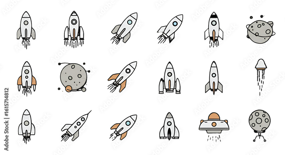 Pixel Art Illustration Of Rockets And Planets Isolated On Transparent Background Pixel Art Illustration Of Rockets And Planets Isolated On Transparent Background