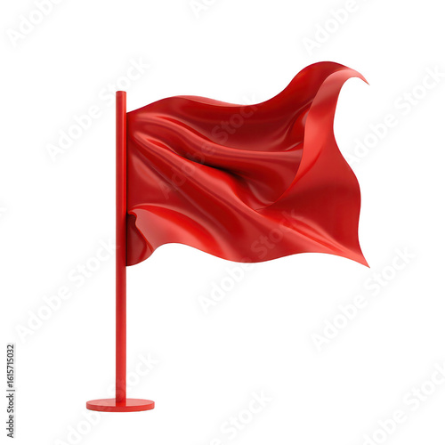 Red flag with flowing fabric.