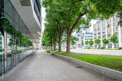 Modern architecture in Stuttgart, beautiful avenue