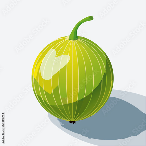 Illustration of a Ripe Gooseberry with Detailed Texture and Subtle Shadow Effects