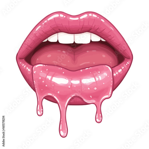 Glossy Pink Lips with Drool