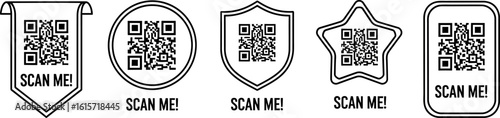 Scan me qr code vector icon set for mobile app design