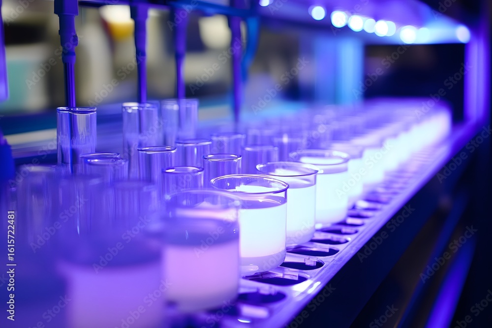 Obraz premium a laboratory setting under a strong blue light