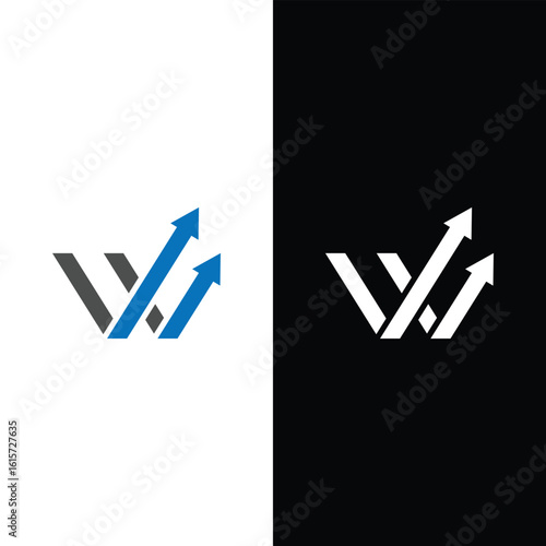 Letter W Finance and Marketing Logo Designs Concept Stock Vector.
