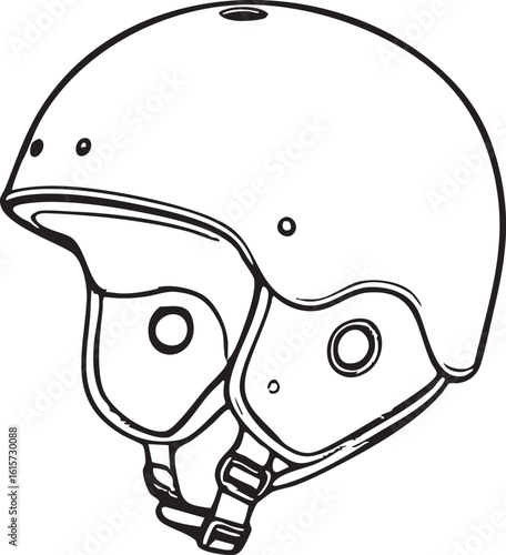 Simple Line Art Illustration of Modern Ski Helmet With Ear Protection Design