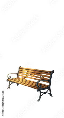 Pixel Art Illustration of Empty Park Bench on Transparent Background