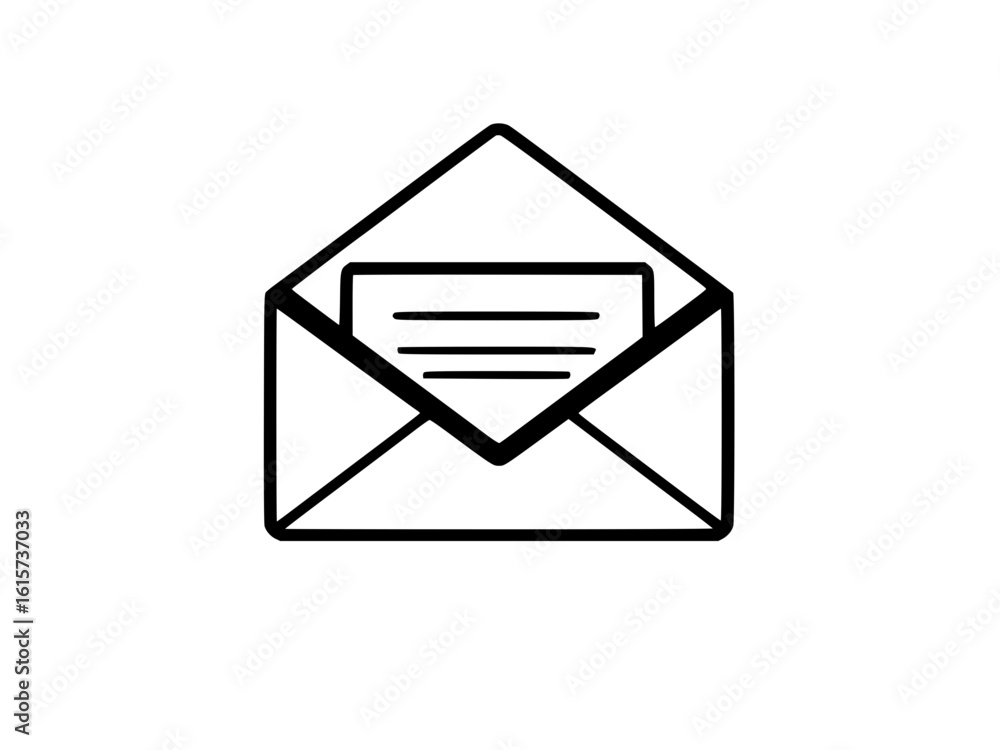 Open envelope with a letter minimalist black and white icon Open envelope with a letter minimalist black and white icon