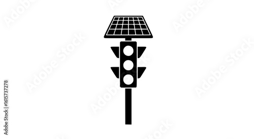 Traffic light with a solar panel black