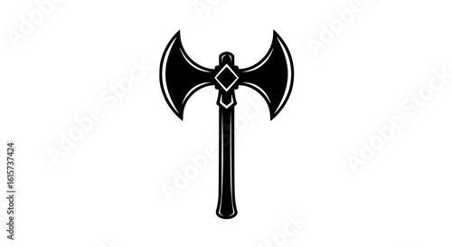 Viking weapon minimalist black and white icon
