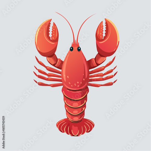 Vibrant Red Lobster Illustration: A Detailed Cartoon Depiction of Marine Life
