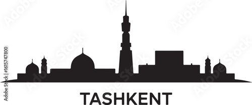 Tashkent Skyline Silhouette Tashkent Tower Minor Domes Uzbekistan City Vector on White Background