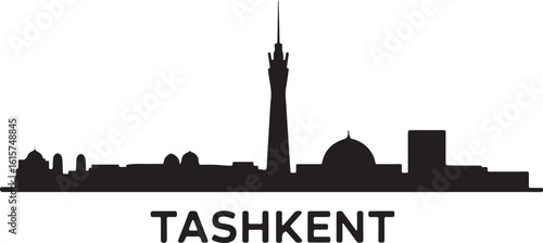 Tashkent Skyline Silhouette Tashkent Tower Minor Domes Uzbekistan City Vector on White Background