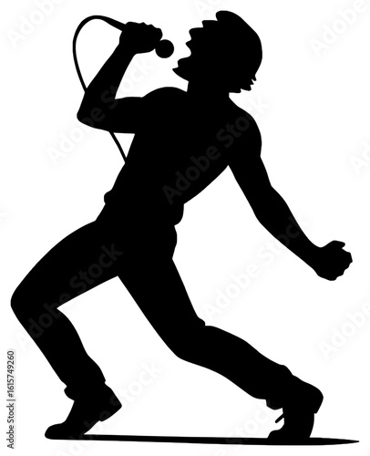 Dynamic Silhouette of a Singer in Action