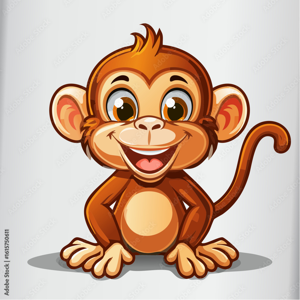 Obraz premium Charming Cartoon Monkey with a Playful Expression Ready for Animation and Storytelling