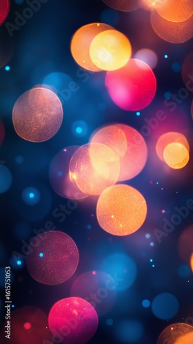 Abstract Glowing Lights Background with Colorful Bokeh Effect