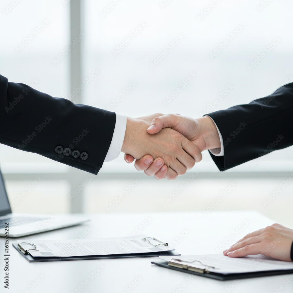 business people shaking hands in office business people shaking hands in office
