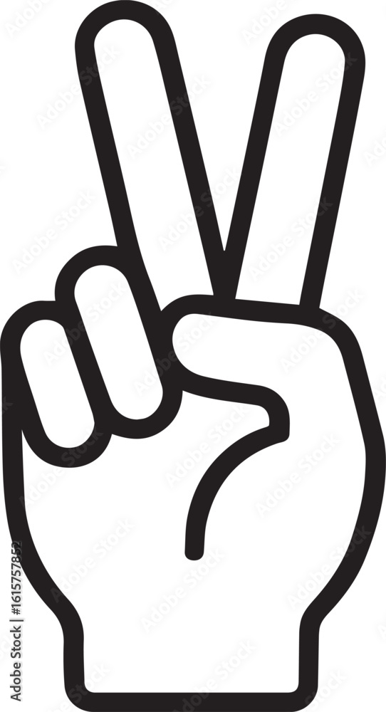 A Symbol of Peace Two Fingers Raised Hand Gesture Line Art Expression of Solidarity, Harmony and Unity A Symbol of Peace Two Fingers Raised Hand Gesture Line Art Expression of Solidarity, Harmony and Unity