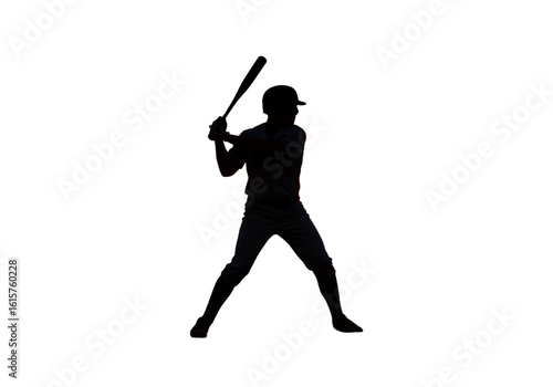 Silhouette Of A Baseball Player Swinging A Bat In A Night Game Illustration