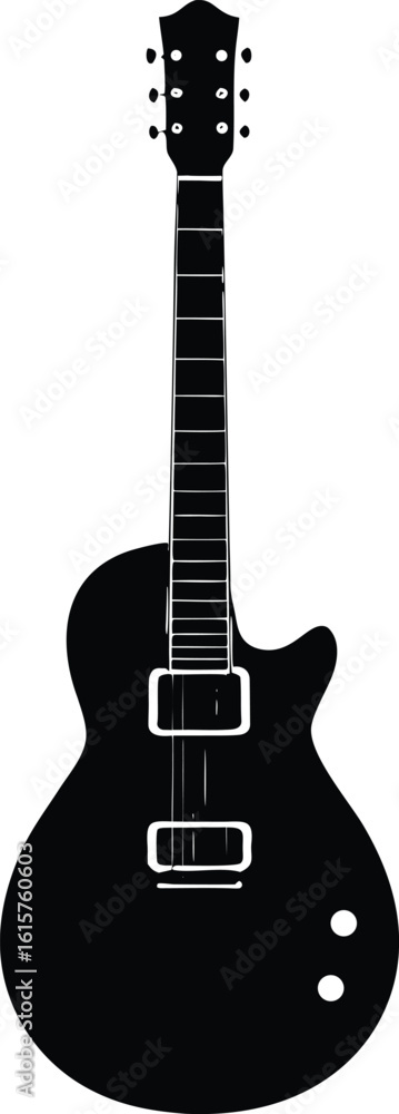 Obraz premium black silhouette a guitar full body on white backg.eps