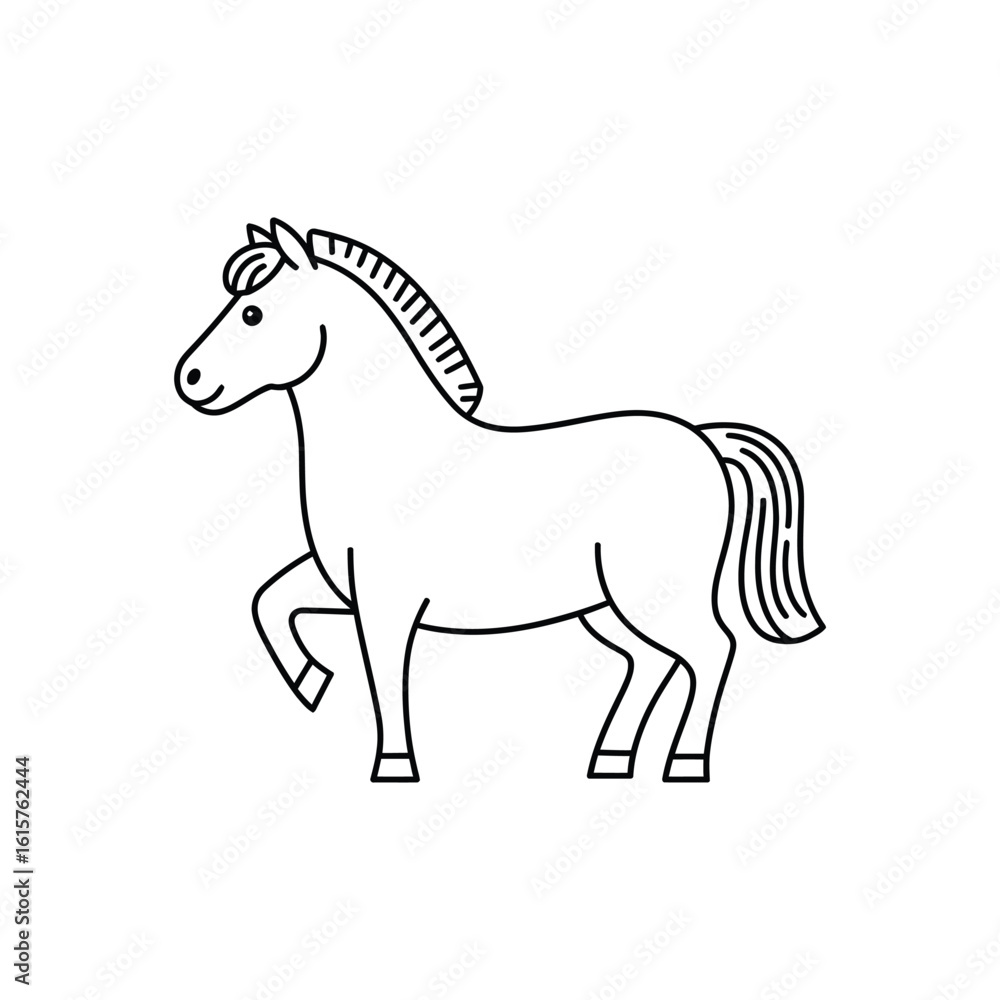 Obraz premium Horse standing profile black outline animal mammal