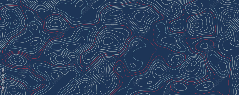 Fototapeta premium Abstract background wavy topographic line contour geography map. Seamless pattern and banner design. Modern and dynamic feel to topographic mapping vector illustration. 