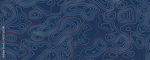 Abstract background wavy topographic line contour geography map. Seamless pattern and banner design. Modern and dynamic feel to topographic mapping vector illustration.	
