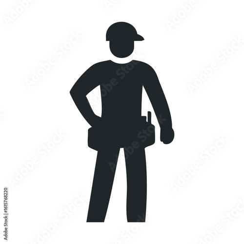 Male construction worker silhouette with tool belt icon