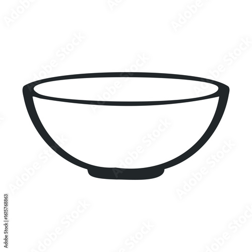 Minimalist black and white bowl illustration with bold lines