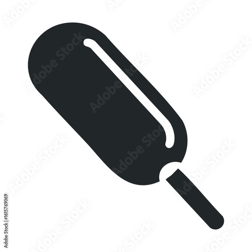 Minimalist silhouette of a corn dog with stick handle