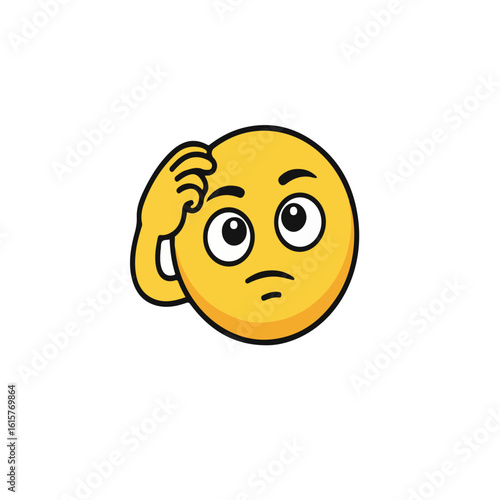 A yellow emoji scratching its head with a confused expression on