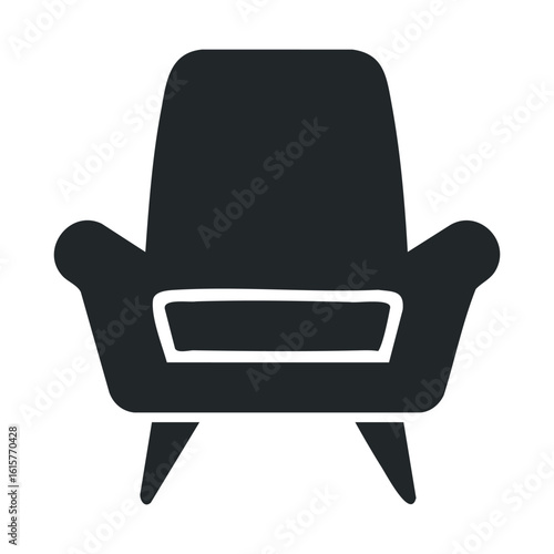 Minimalistic icon of a modern armchair with armrests