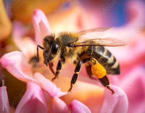 Wallpaper Mural Close-up of bee on a pink flower (1) Torontodigital.ca